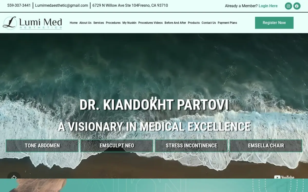 The Lumimedaesthetics website as built