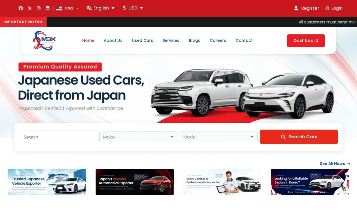 The MDK Japan website as built