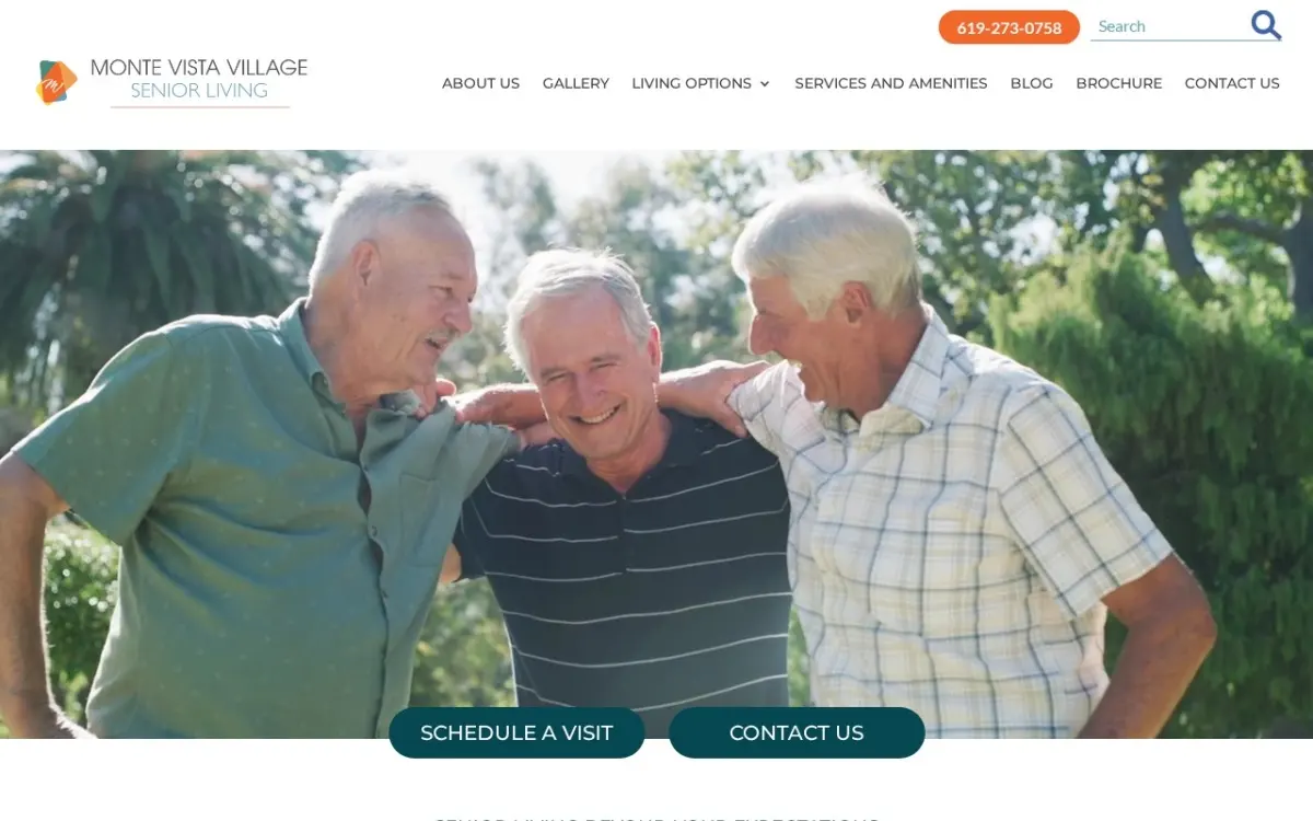The Monte Vista Village Senior Living website as built