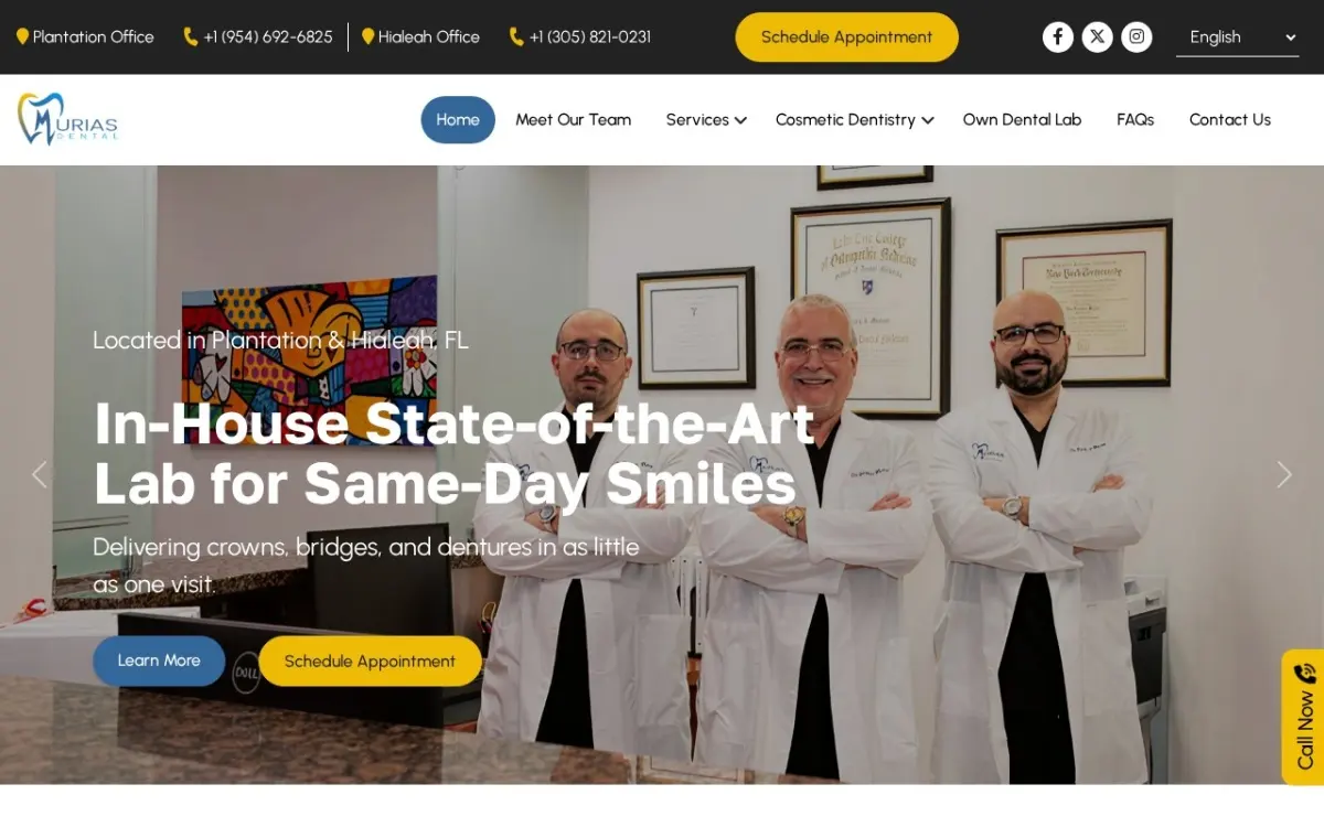 The Murias Dental website as built