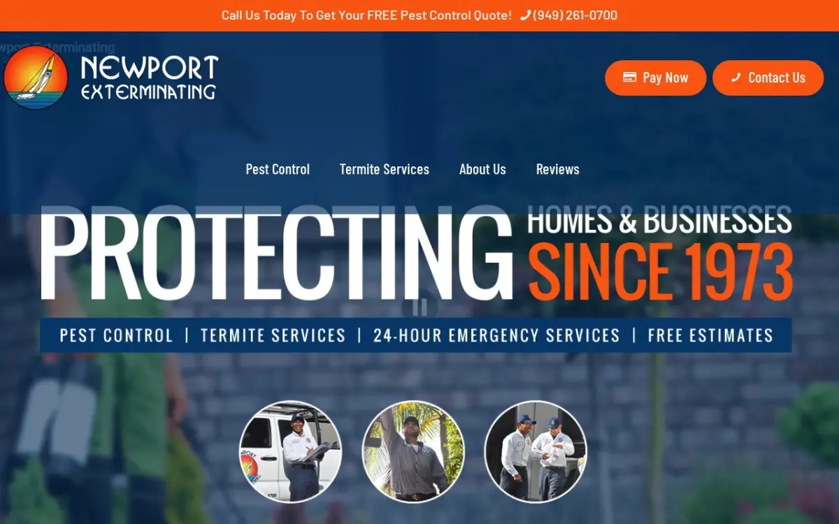 The Newport Exterminating website as built