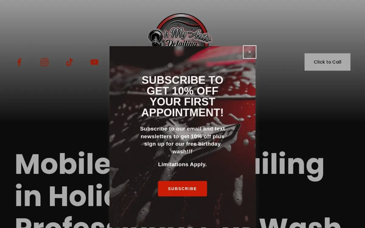 The Oh My Auto Detailing website as built