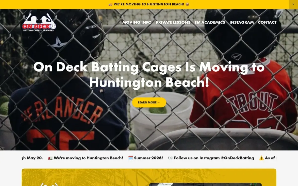 The On Deck Batting Cages website as built
