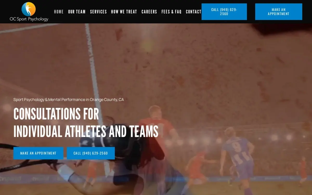The Sport Psychology in Orange County, CA website as built