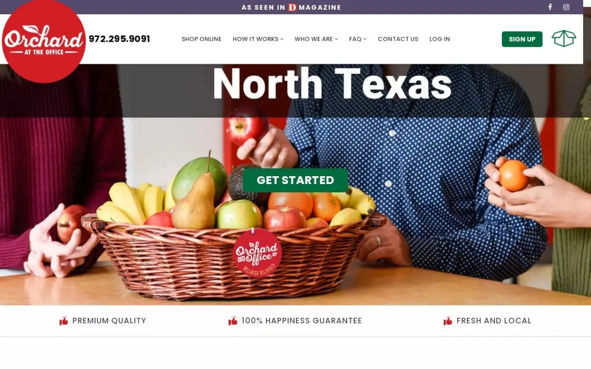 The Office Fruit Delivery for Dallas / Fort Worth website as built