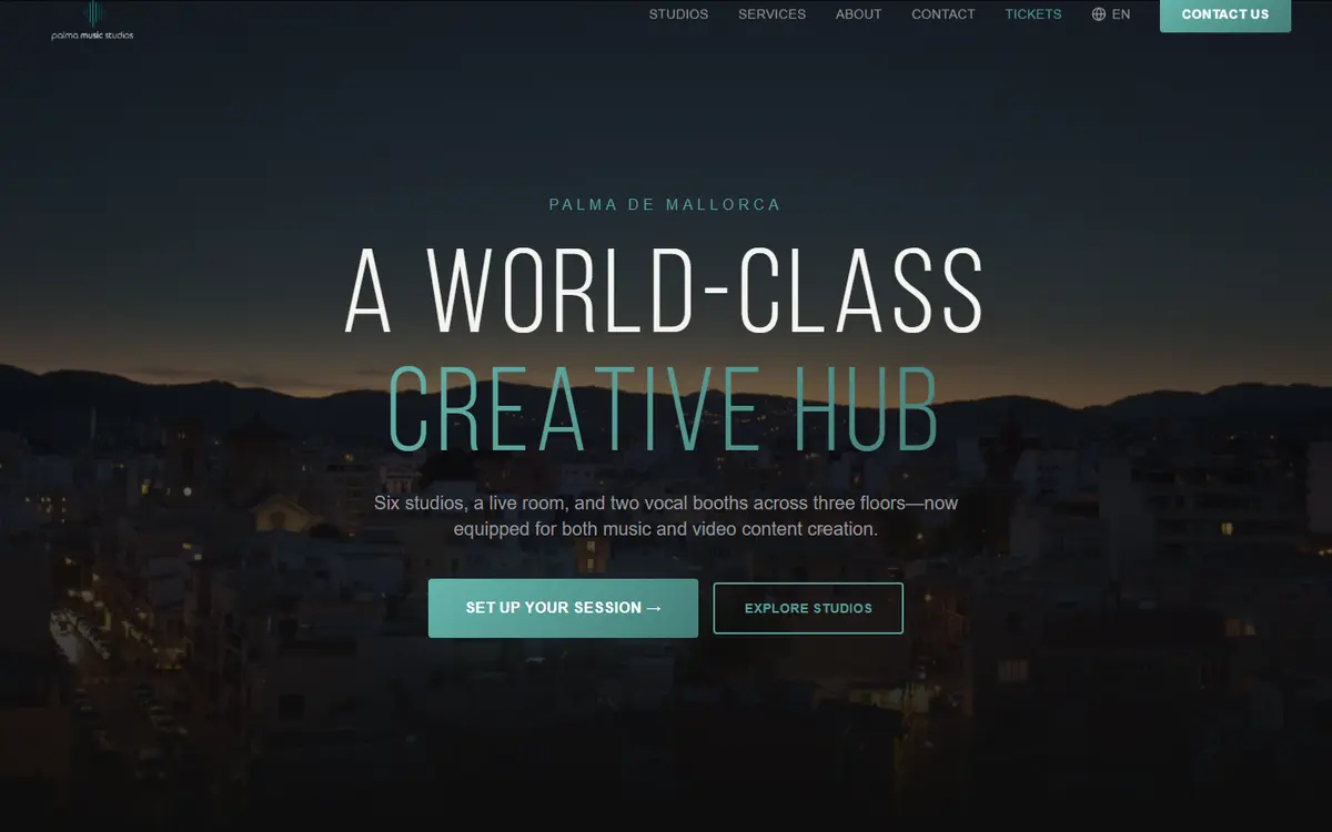 The Palma Music Studios website as built