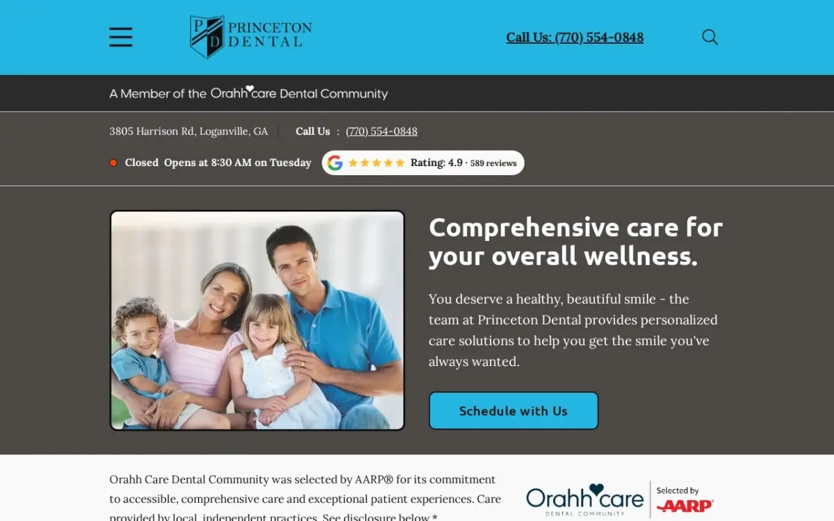 The Princeton Dental website as built