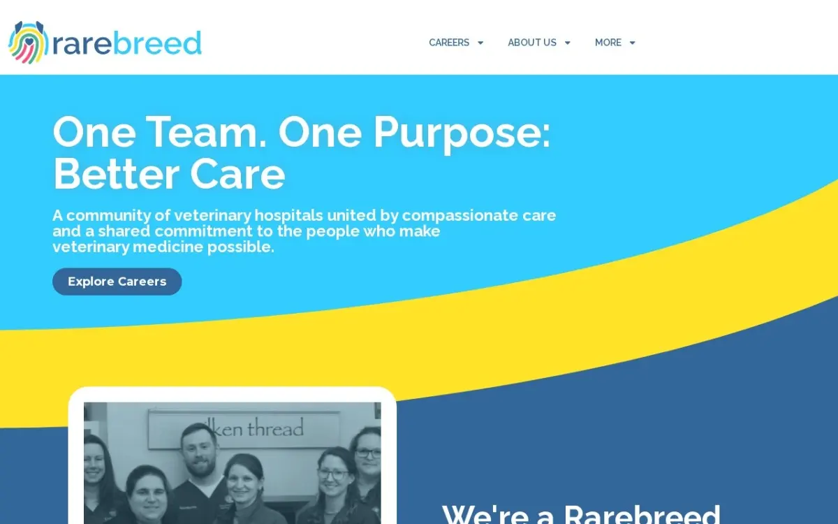 The Rarebreed Veterinary Partners website as built