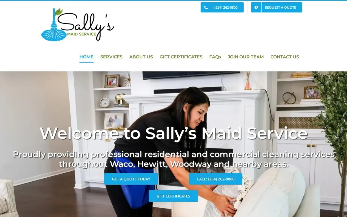 The Sally's Maid Service website as built