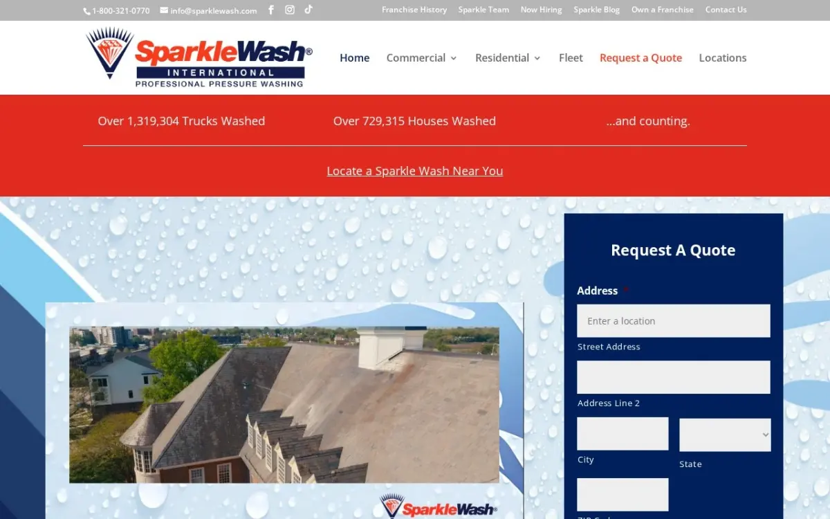 The Sparkle Wash International website as built