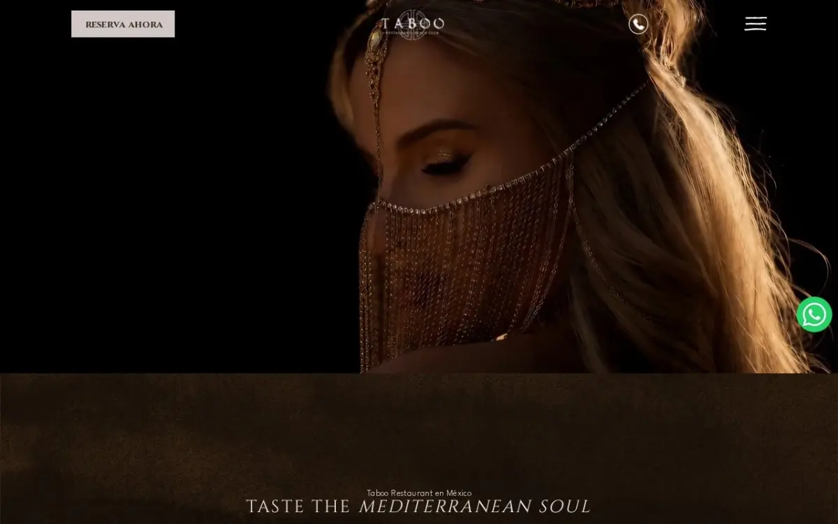 The Taboo Restaurant website as built