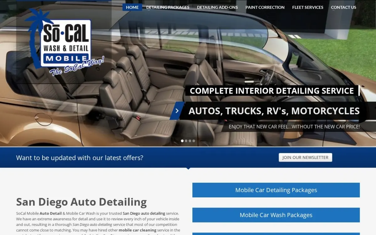 The San Diego Auto Detailing website as built