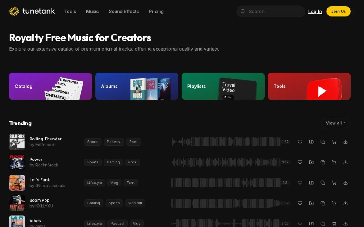 The Tunetank website as built
