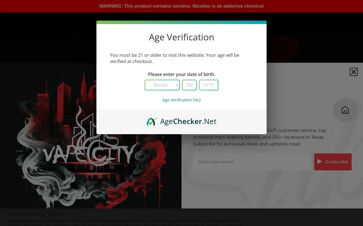 The Vape City website as built